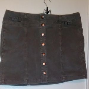 Button-Front Corduroy Mini Skirt